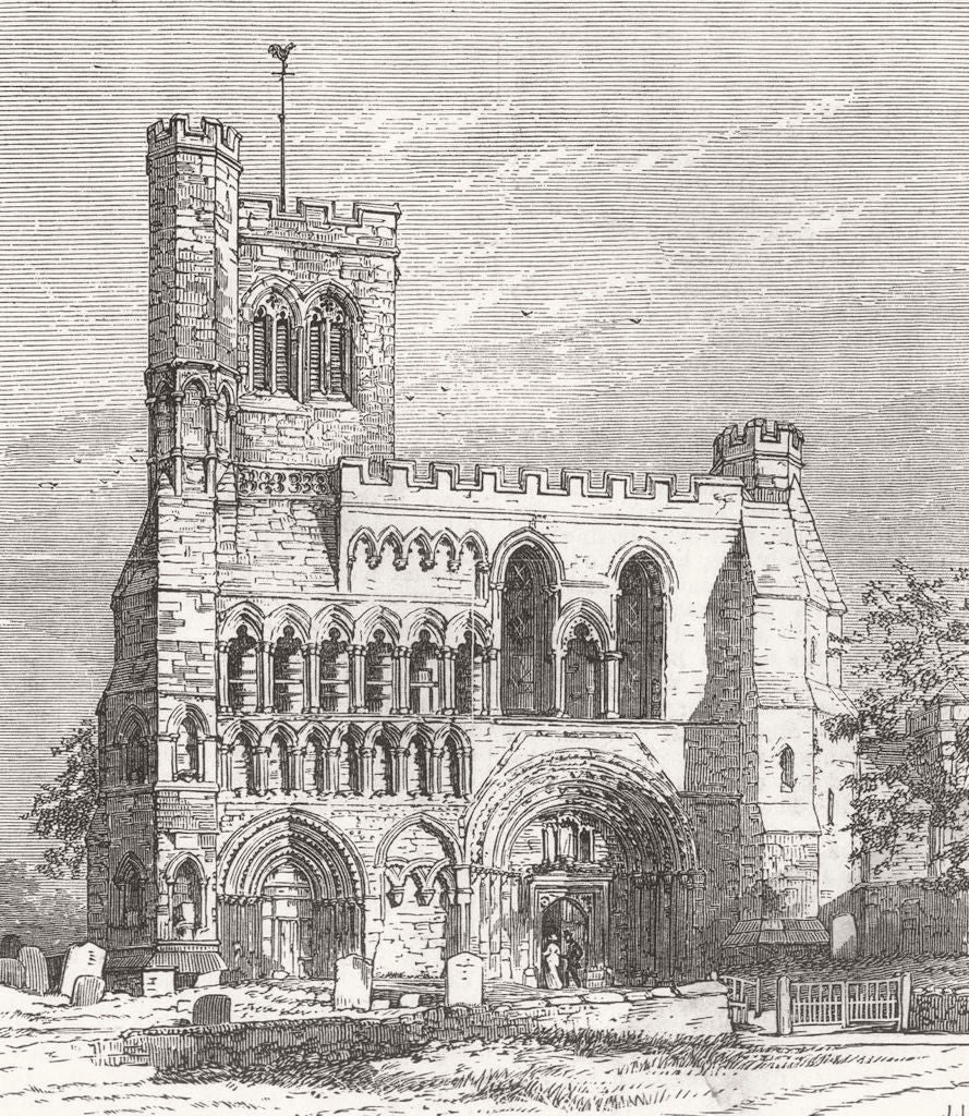 BEDS. The Priory Church, Dunstable 1876 old antique vintage print picture